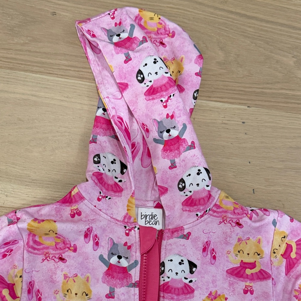 NWT Birdie Bean Pink Ballet Girls Zip Up Jacket with Hood size 7-8 - Picture 6 of 9